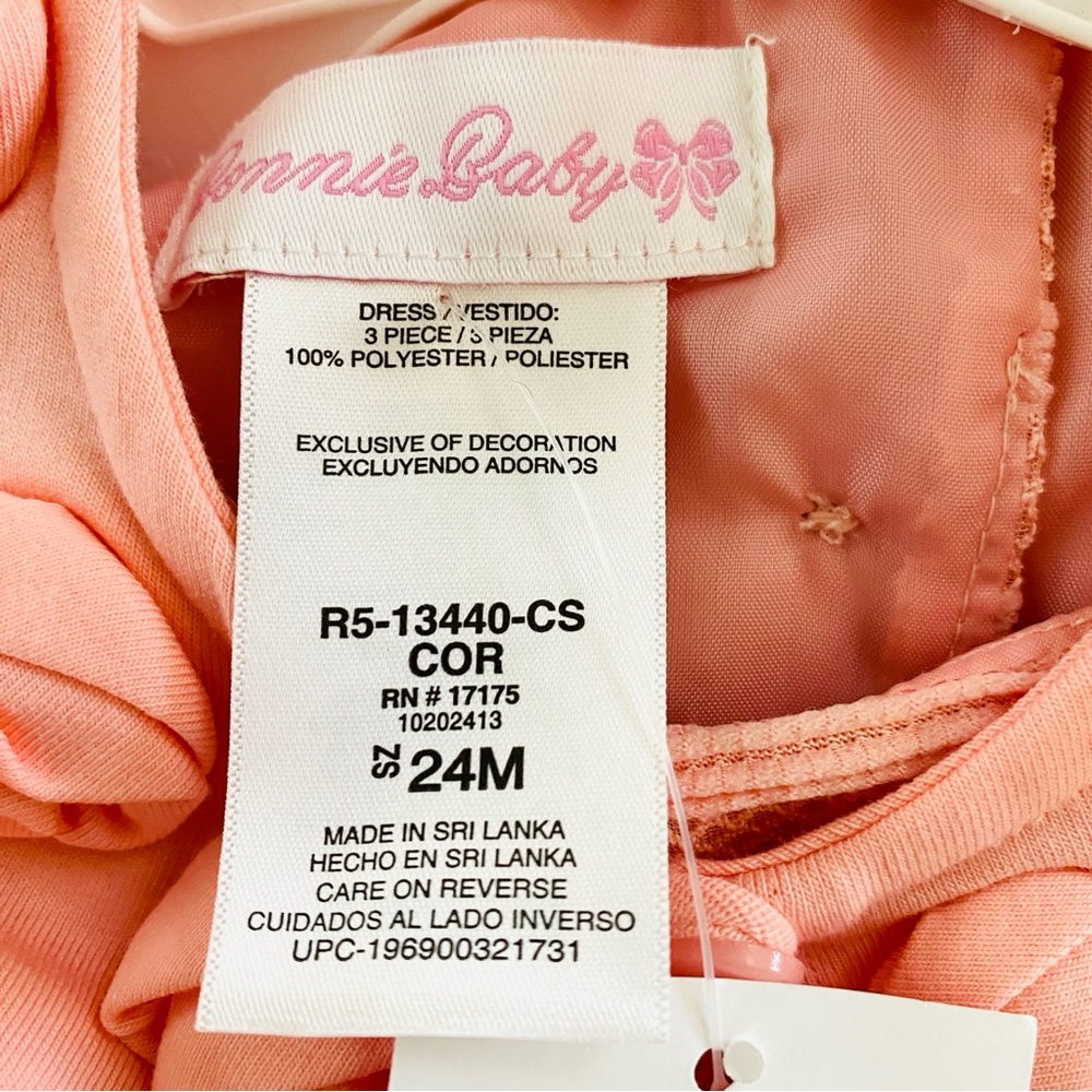 BONNIE BABY Emmie Knit Party Dess Cardigan Salmon Pink 24 Months Pageant Easter - Picture 16 of 16